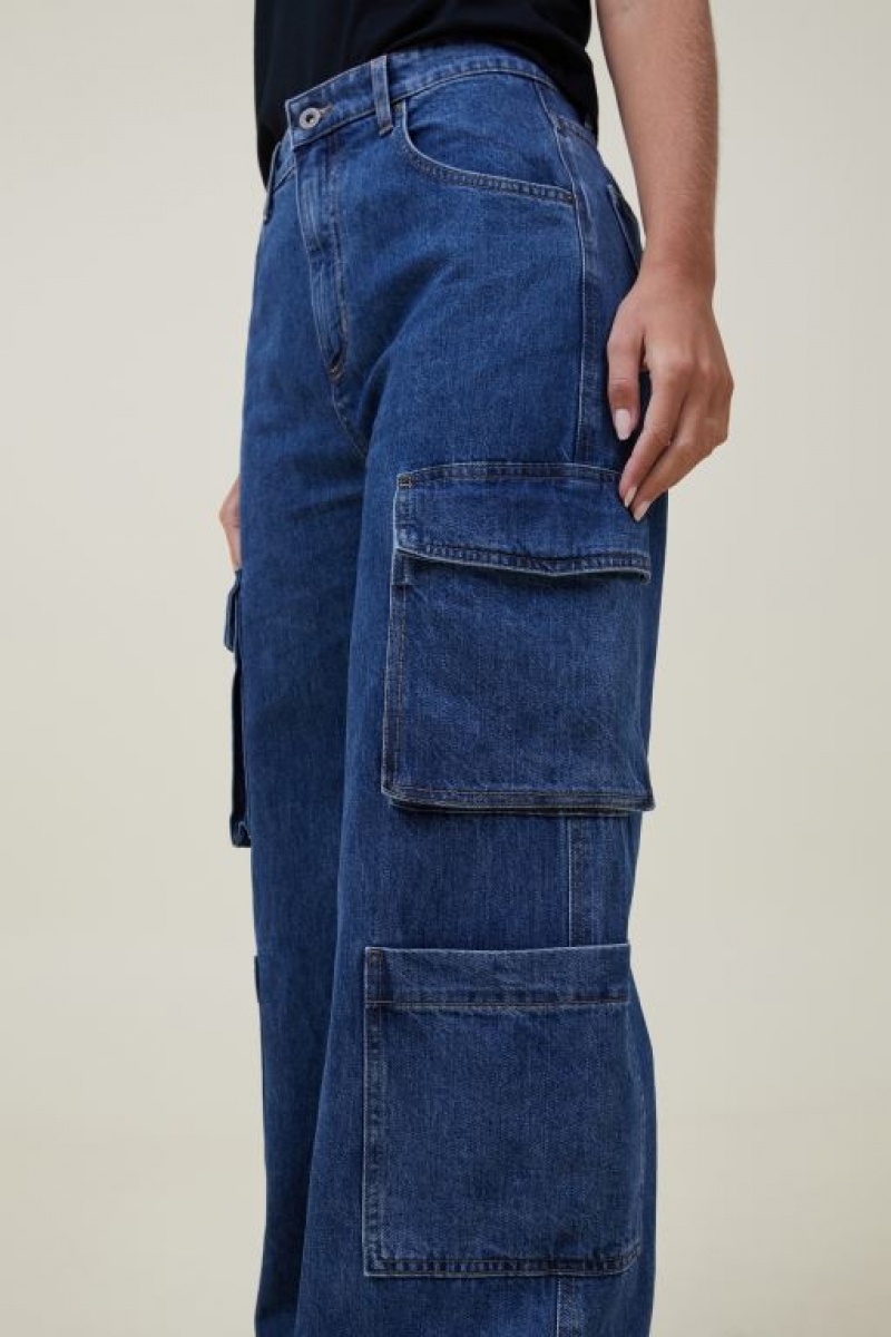 Jeans Cotton On Cargo Anchos Leg Mujer Azules | nFV8ZGuKhrE