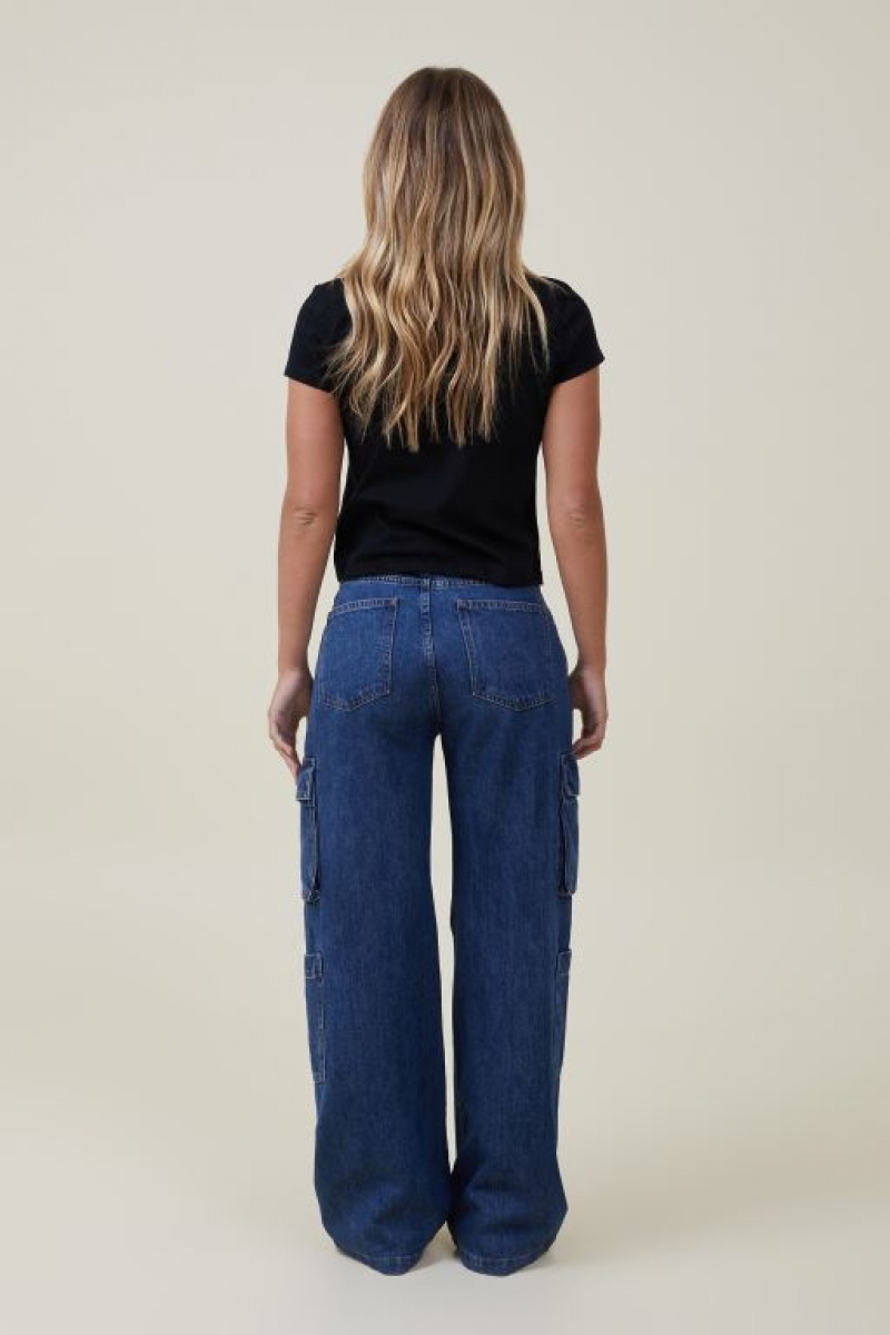 Jeans Cotton On Cargo Anchos Leg Mujer Azules | nFV8ZGuKhrE