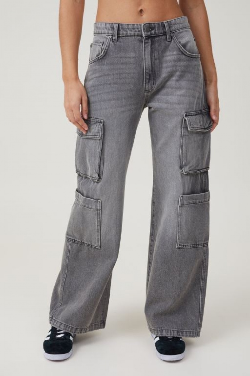 Jeans Cotton On Cargo Anchos Leg Mujer Gris | HKHT7uZ3JYp