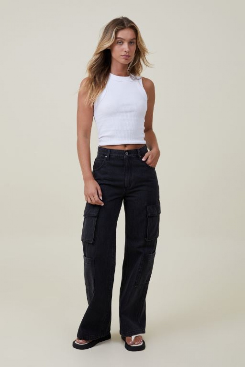 Jeans Cotton On Cargo Anchos Leg Mujer Gris Oscuro Negras | ybbQPJuVaQH