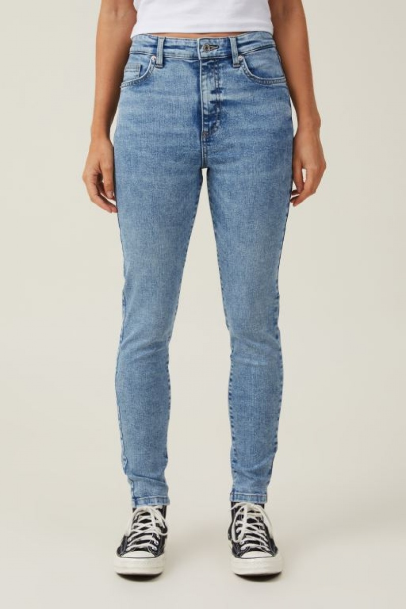 Jeans Cotton On High Rise Flaco Mujer Azules | ZF4iTfOzUpP