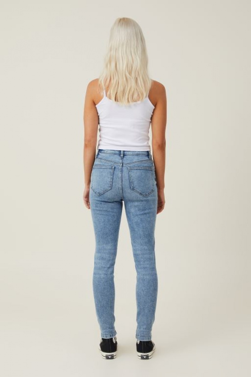 Jeans Cotton On High Rise Flaco Mujer Azules | ZF4iTfOzUpP