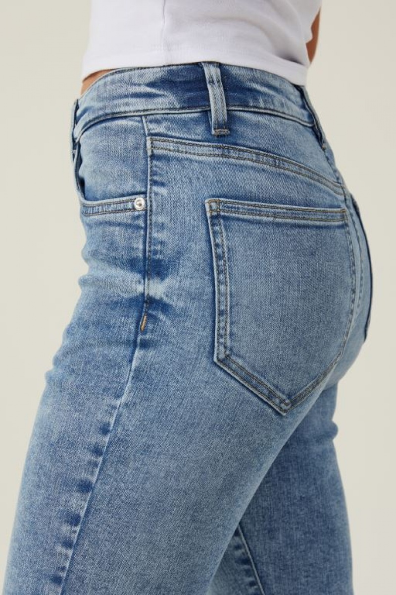 Jeans Cotton On High Rise Flaco Mujer Azules | ZF4iTfOzUpP