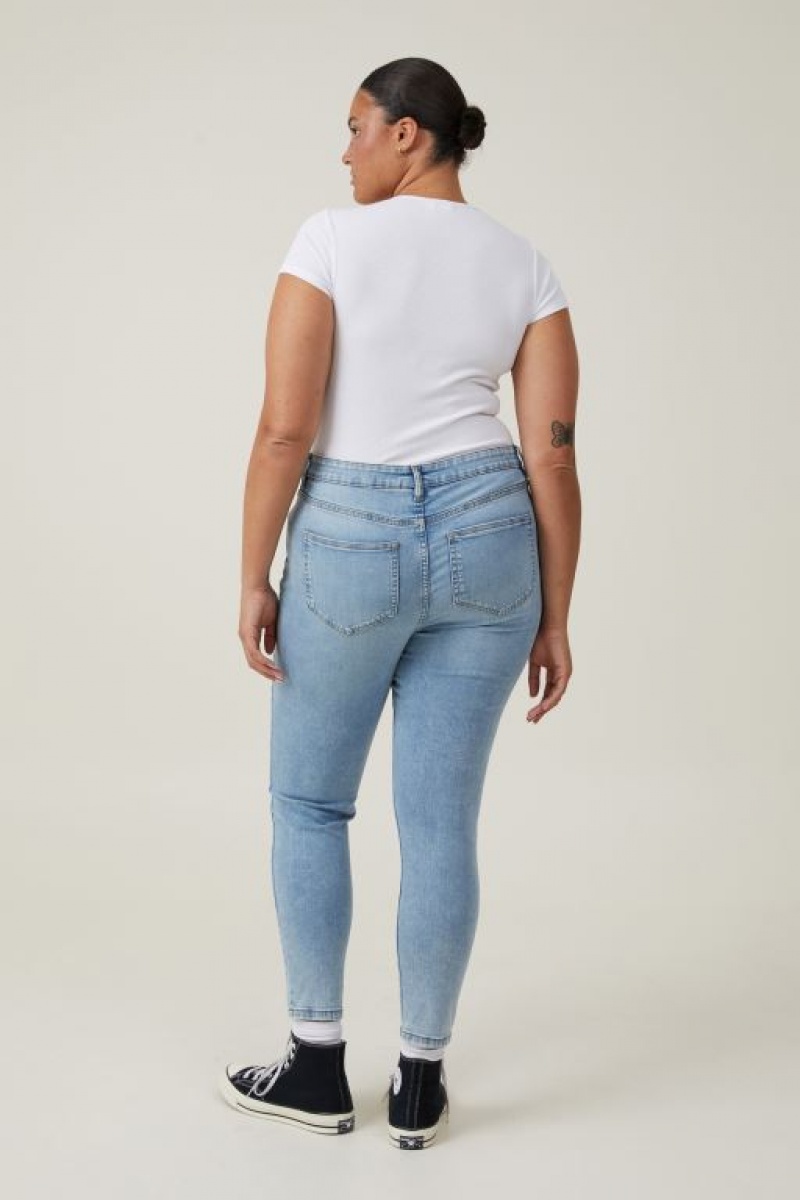 Jeans Cotton On High Rise Flaco Mujer Azules | cbeSNZo2r25