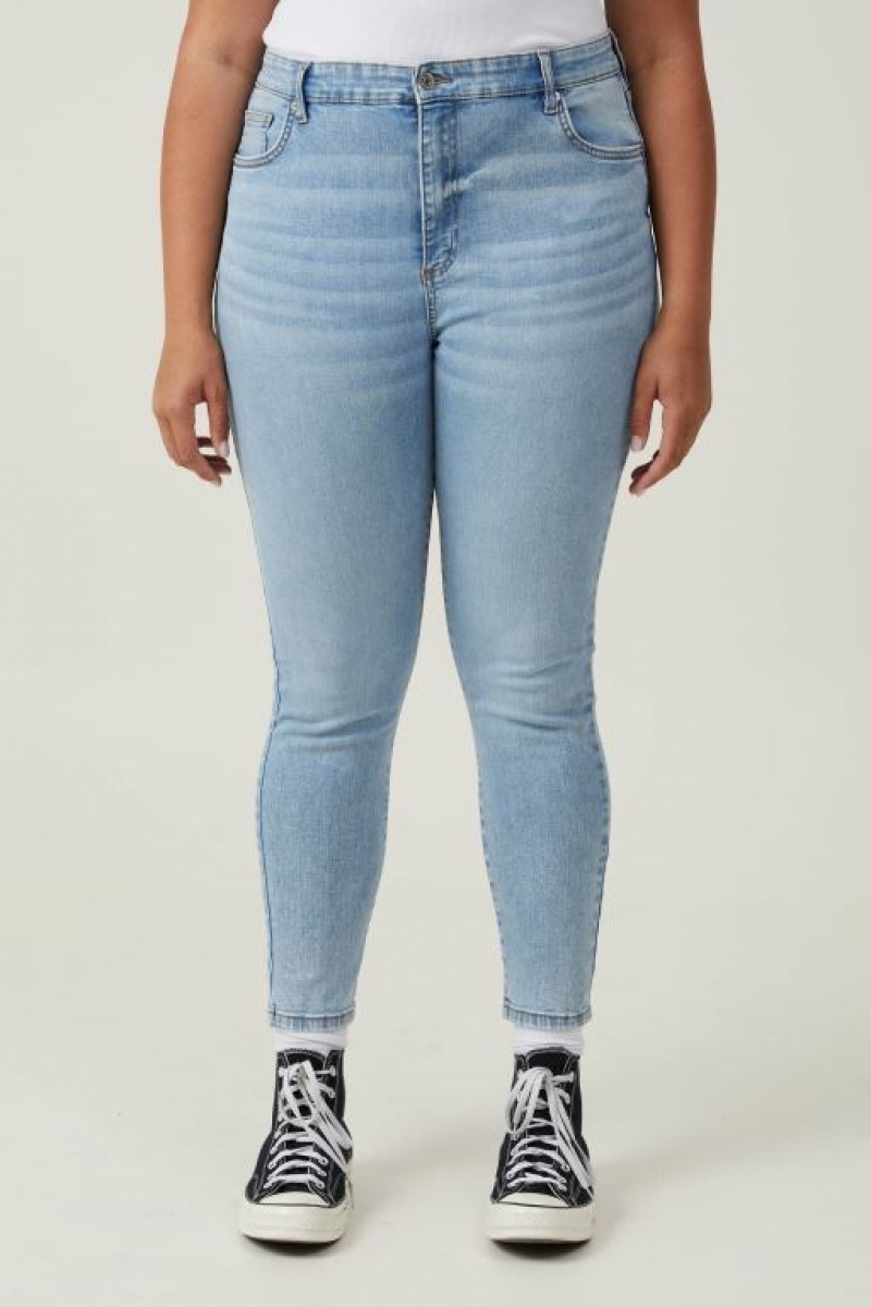 Jeans Cotton On High Rise Flaco Mujer Azules | cbeSNZo2r25