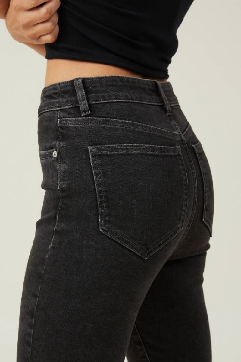 Jeans Cotton On High Rise Flaco Mujer Gris Oscuro Negras | pkwH5qKB0PX