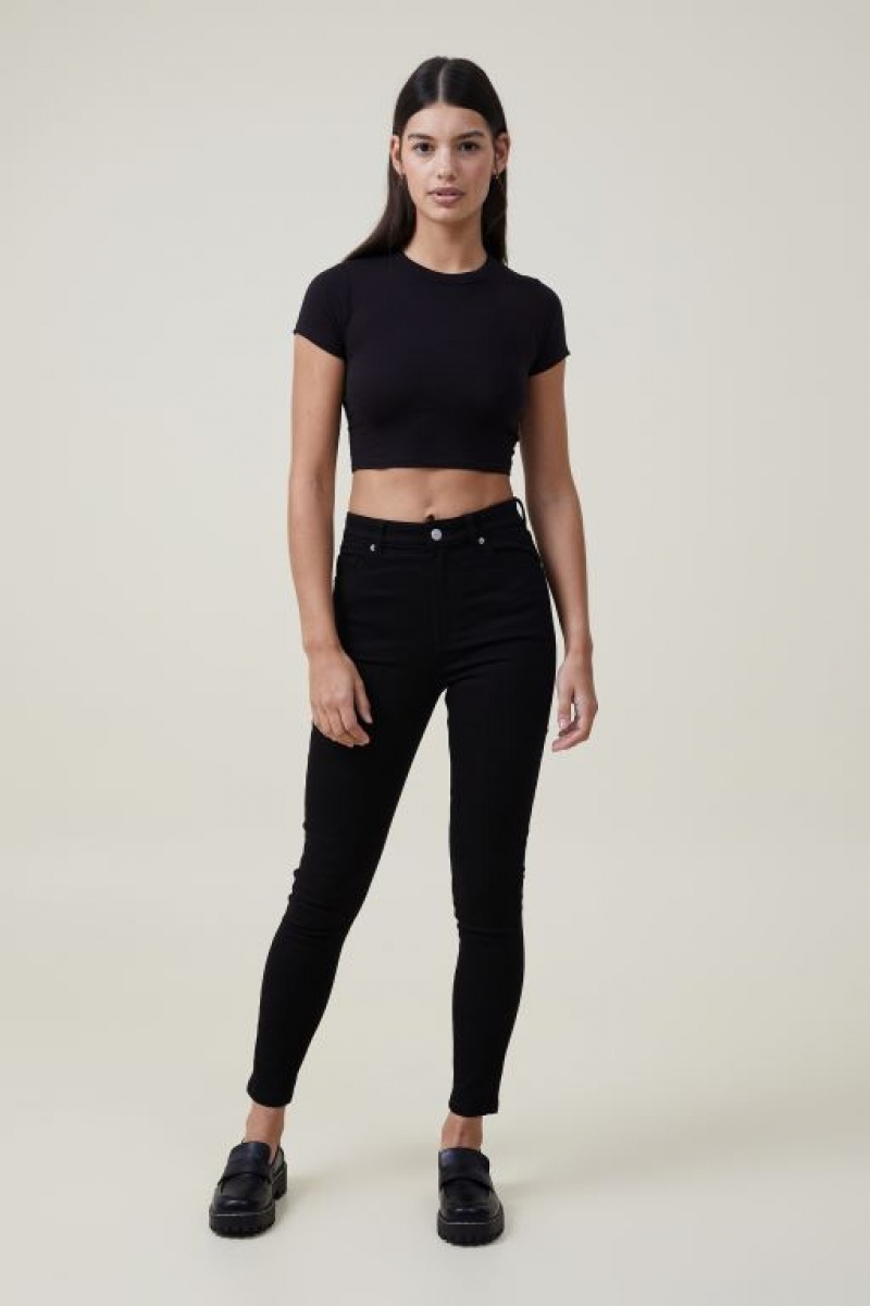 Jeans Cotton On High Rise Flaco Mujer Negras | W7jcoOIHx8i