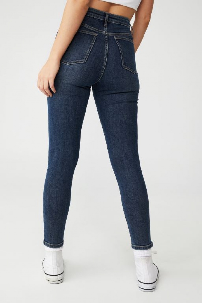 Jeans Cotton On Luxe Flaco Mujer Azules | hTkoB8Wmwis