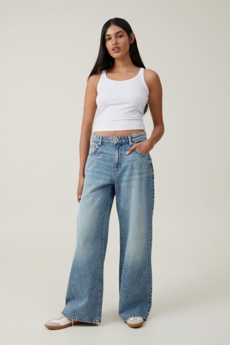 Jeans Cotton On Relaxed Anchos Leg Mujer Azules | VejhqsFnC3E