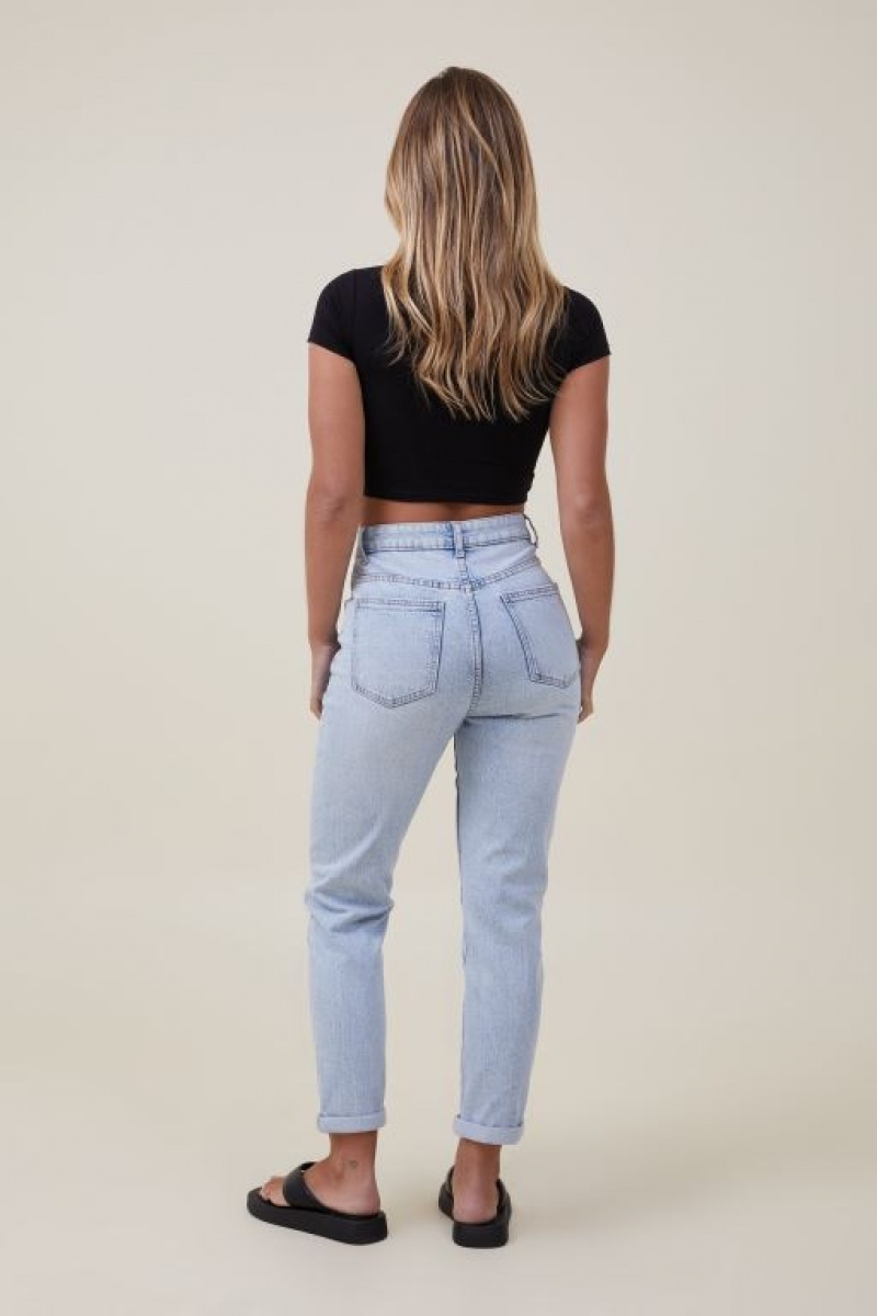 Jeans Cotton On Stretch Mom Mujer Azules | 8Bcn8kEpAsC