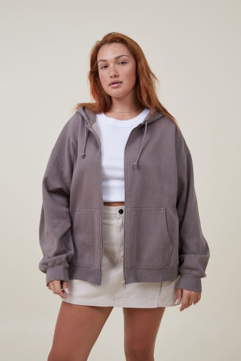 Jerséis Cotton On Classic Washed Zip-Through Hoodie Mujer Beige | FA3wHr8bJaV