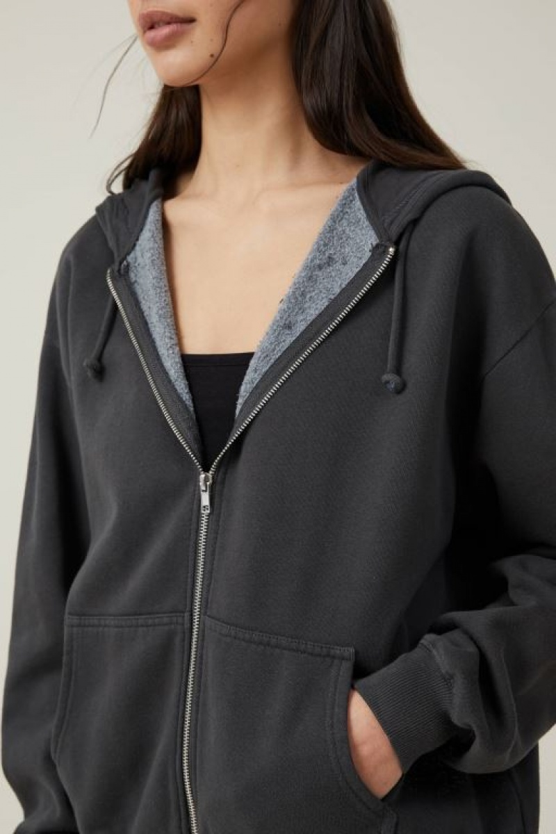 Jerséis Cotton On Classic Washed Zip-Through Hoodie Mujer Negras | jvU500vLOnh