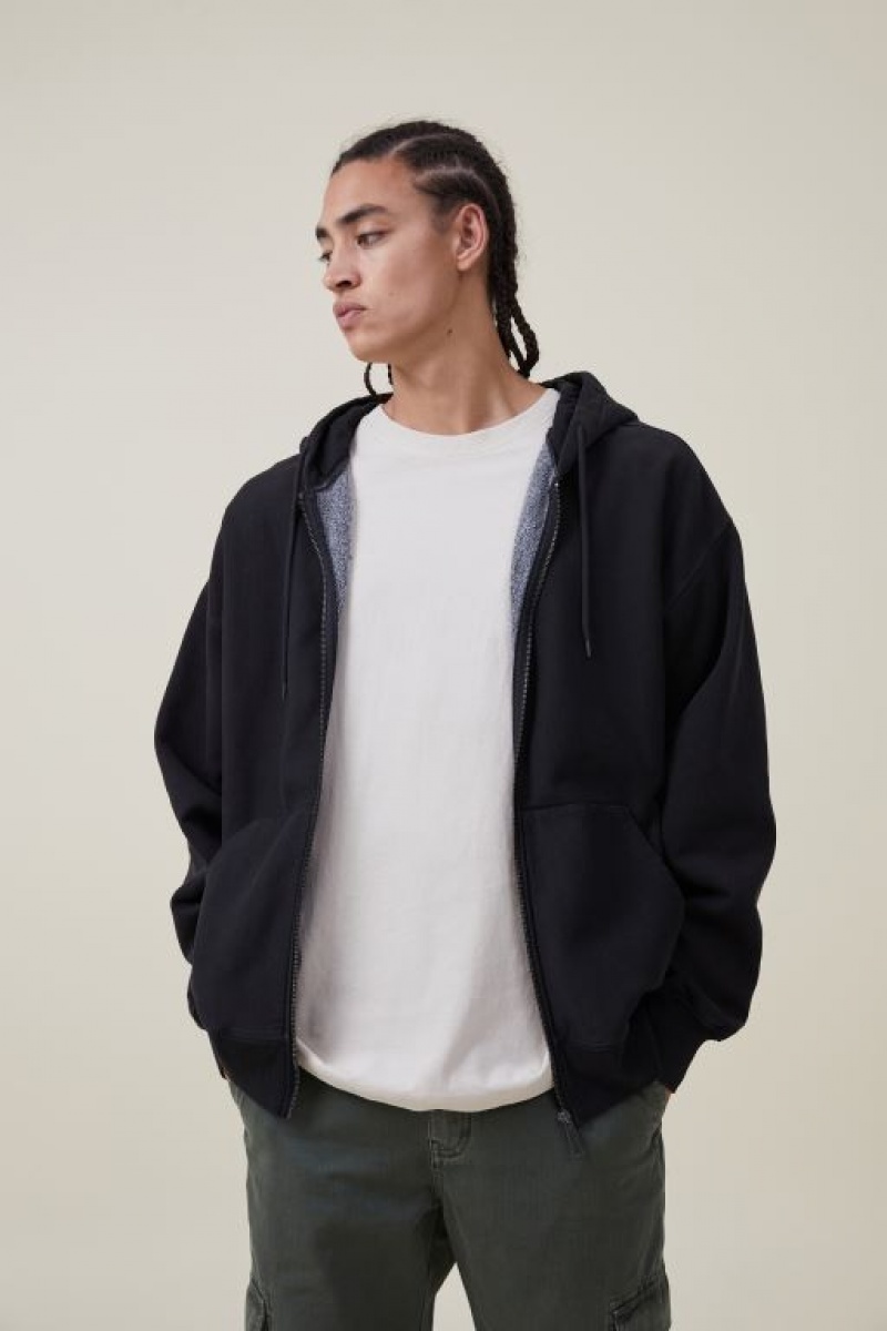 Jerséis Cotton On Oversized Zip Up Hoodie Hombre Negras | OxIuiAqbtwD