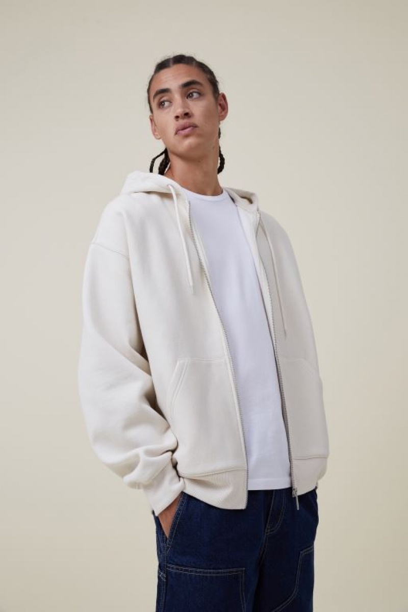 Jerséis Cotton On Oversized Zip Up Hoodie Hombre Ecru | uHaJ3WjI4lv