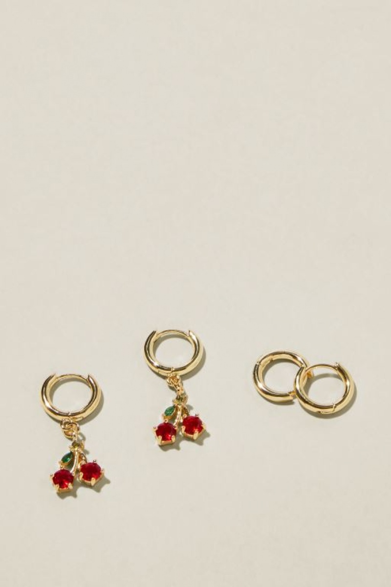 Joyería Cotton On 2Pk Mid Earring Mujer Doradas Rojas Rosas | 2f4KkzMz7tr