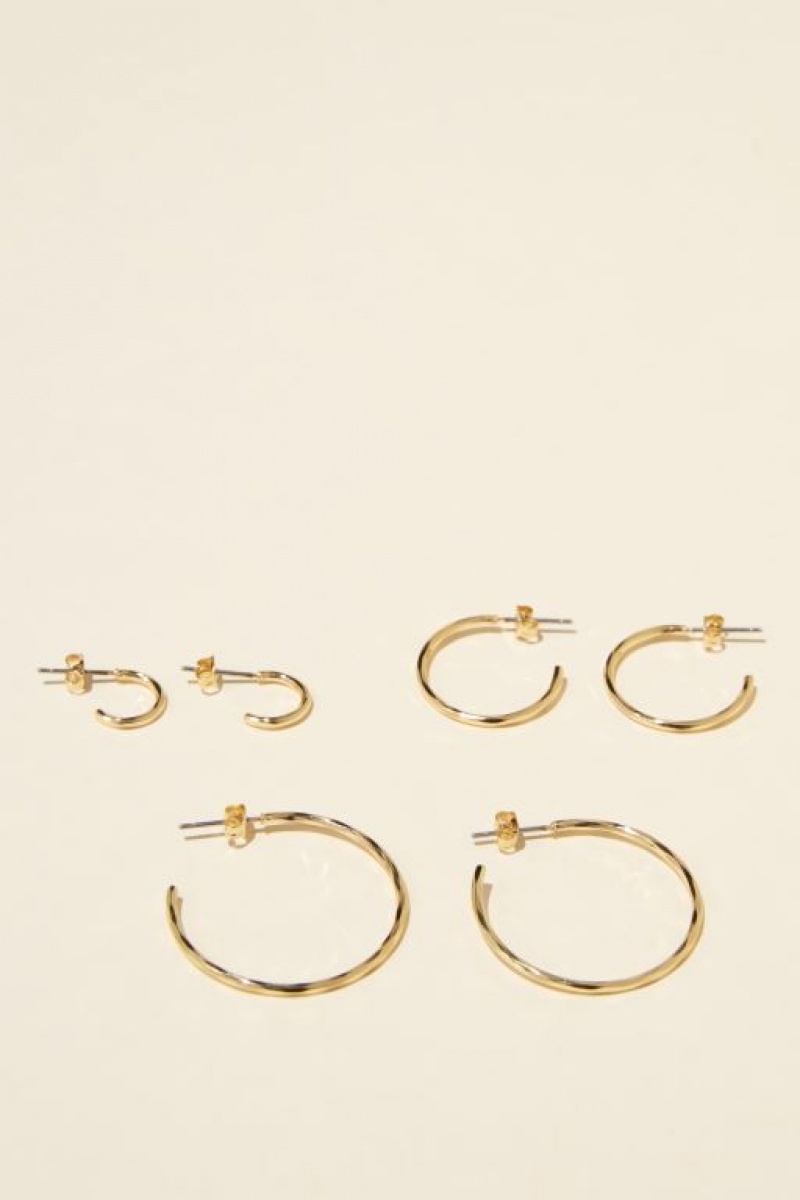 Joyería Cotton On 3Pk Mid Earring Mujer Doradas | 1VoCSKusZsP