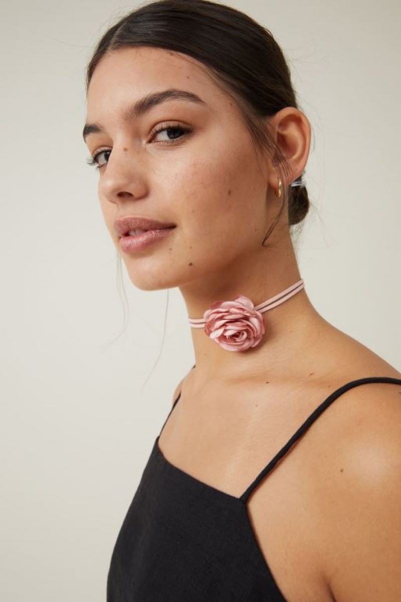 Joyería Cotton On Choker Necklace Mujer Plateadas Rosas Flores | G3ILMKb8Noi