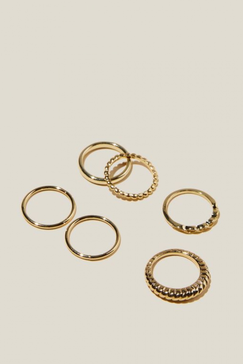 Joyería Cotton On Multipack Rings Mujer Doradas | AoWTPiEaP0f