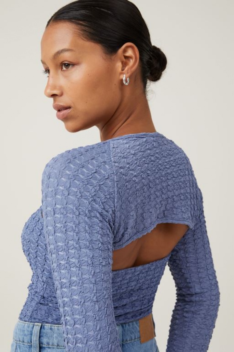 Manga Larga Cotton On Nova Textured Shrug Mujer Azules | WWqOnhNU59v