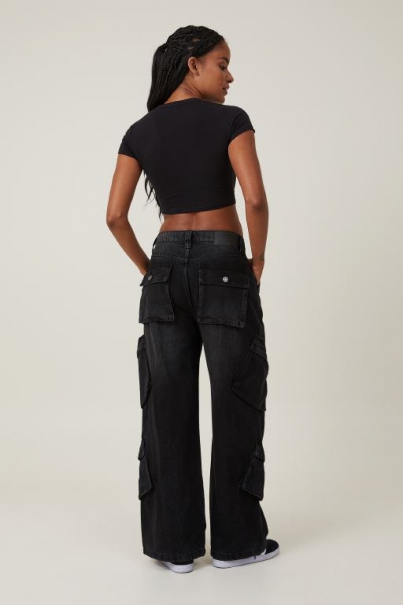 Pantalon Cotton On Cargo Super Baggy Jean Mujer Negras | GMsKJM5bNiV