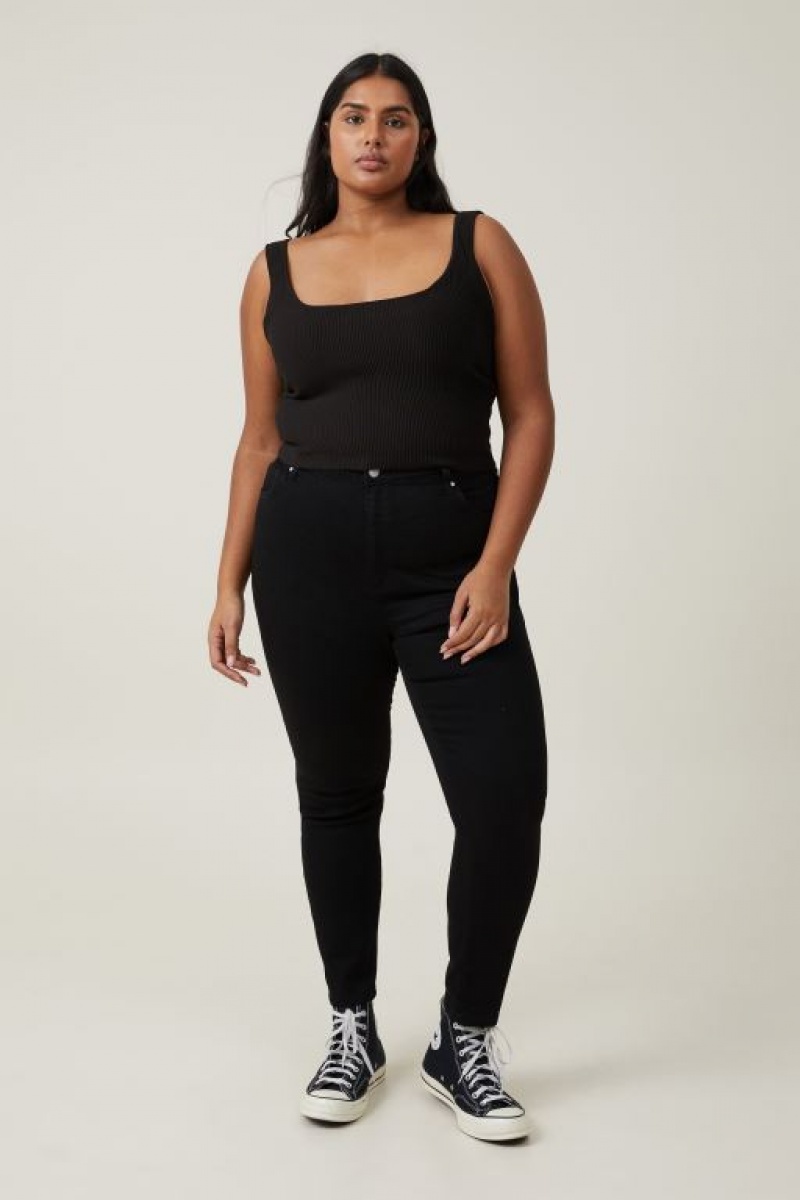 Pantalon Cotton On Curvy High Stretch Flaco Jean Mujer Negras | pIRbGrReQuN