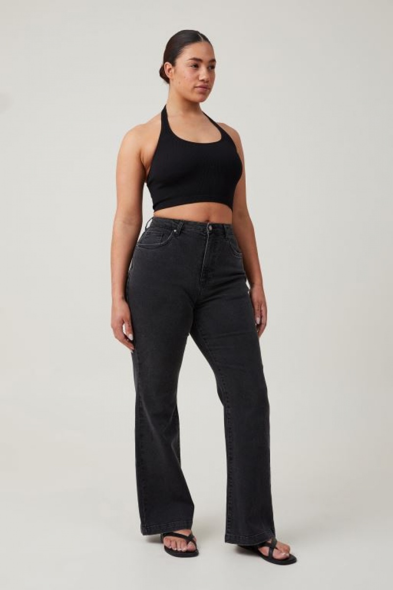 Pantalon Cotton On Curvy Stretch Bootcut Flare Jean Mujer Gris Oscuro Negras | DMvhHsYgaFQ