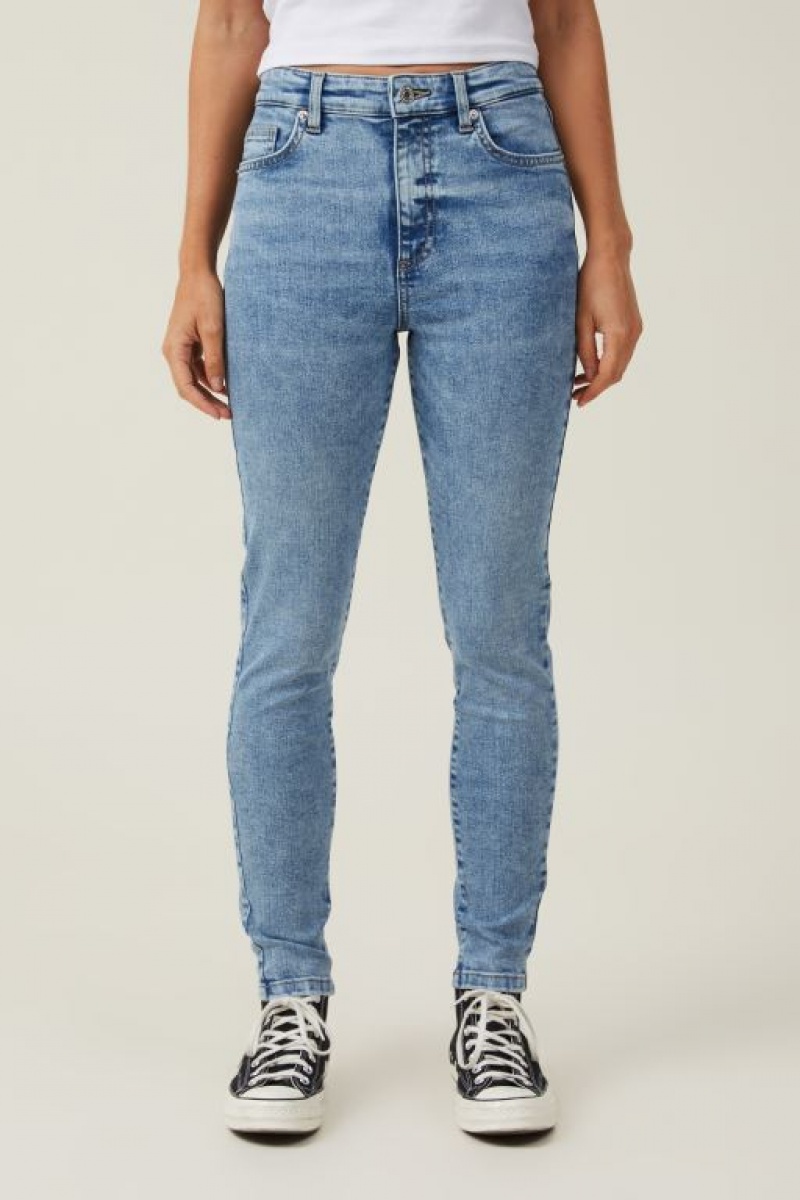 Pantalon Cotton On High Rise Flaco Jean Mujer Azules | lfj5SMBsNDA