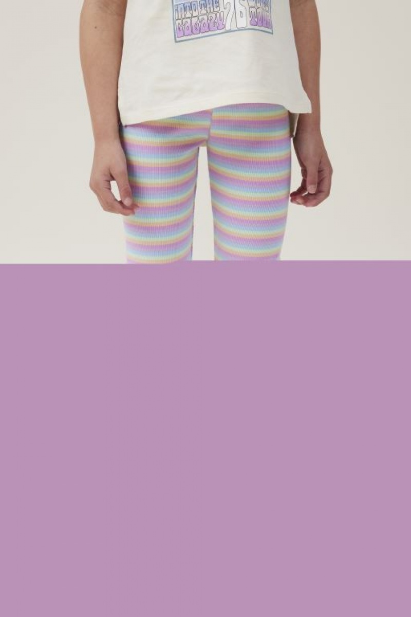 Pantalon Cotton On Huggie Tights Niña Multicolor Rayadas | Whj4AK3O0og