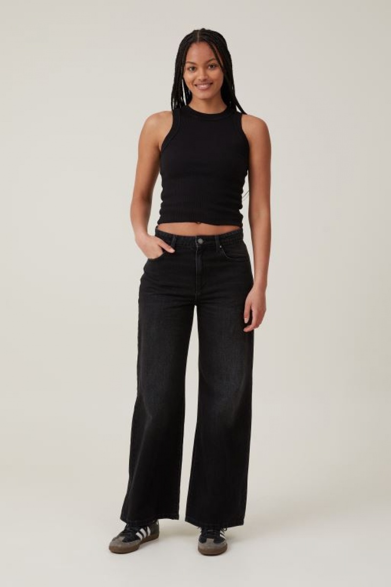 Pantalon Cotton On Relaxed Anchos Leg Jean Mujer Negras | V1BTmmtpdpg