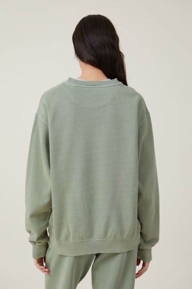 Pantalones Deportivos Cotton On Classic Washed Crew Sweatshirt Mujer Verde Oliva | 0L6qKOhAVbO