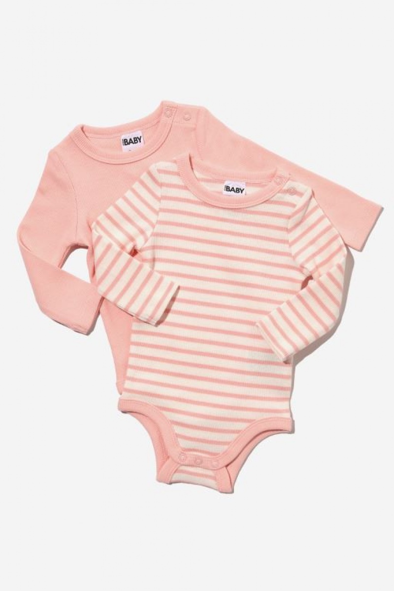 Rompers Cotton On 2 Pack Essentials Long Sleeve Bubbysuit Bebe Pinky | KkcQLOQg9Fm