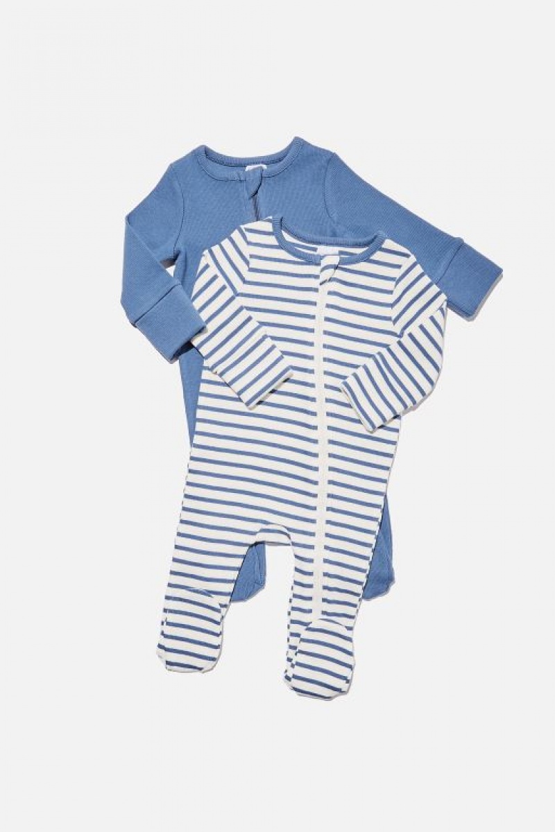 Rompers Cotton On 2 Pack Essentials Zip Bebe Azules | PNCASK9T5tn