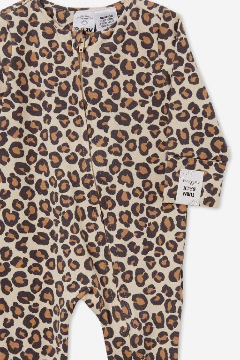 Rompers Cotton On The Long Sleeve Zip Bebe Leopardo | WlLzHpqCE2f