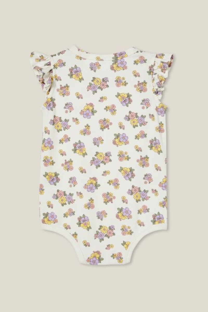 Rompers Cotton On The Sin Manga Ruffle Bubbysuit Bebe Amarillo Claro Moradas | KVaztGhDKA3