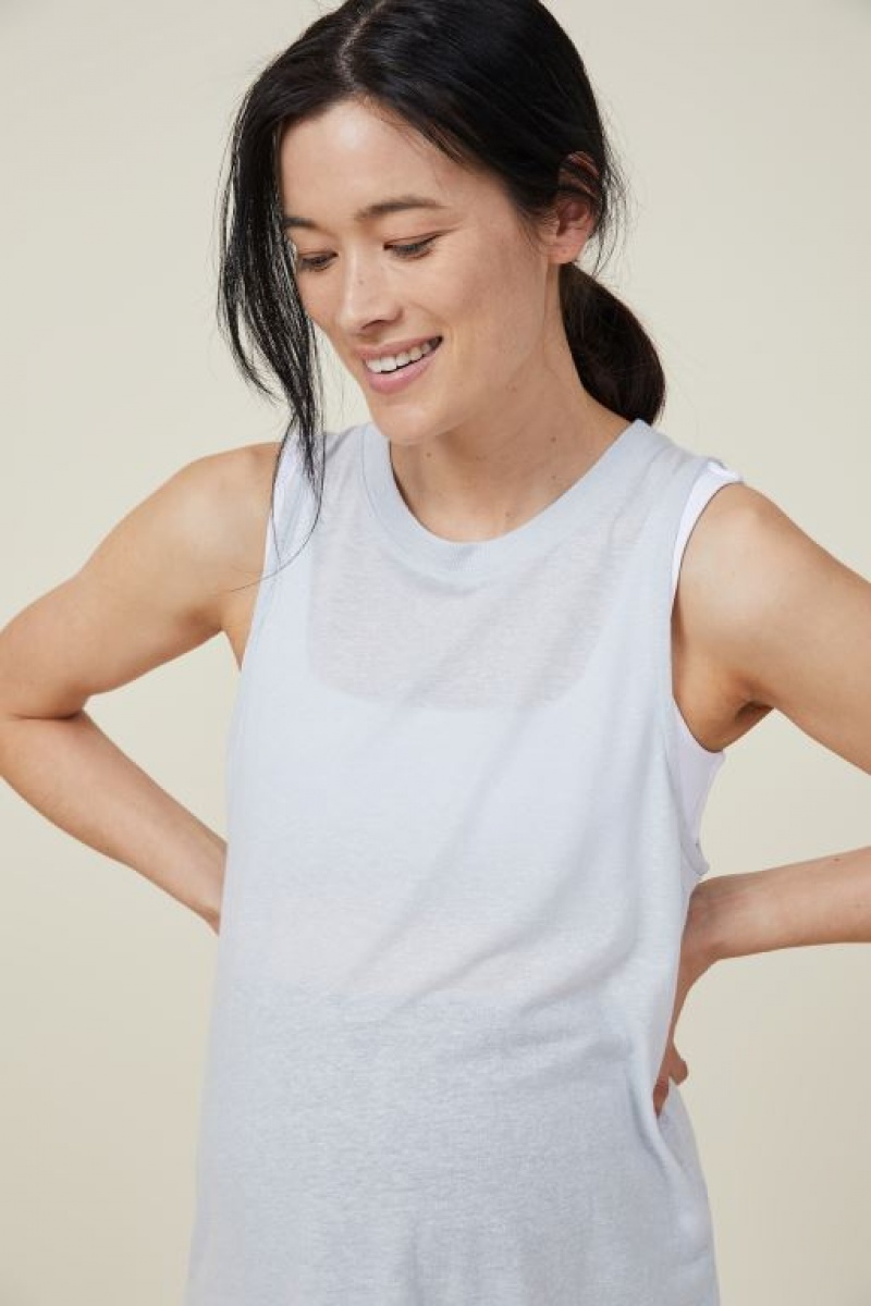 Ropa de Premamá Cotton On Active Curve Hem Tank Top Mujer Gris | eKkhMUduNAK