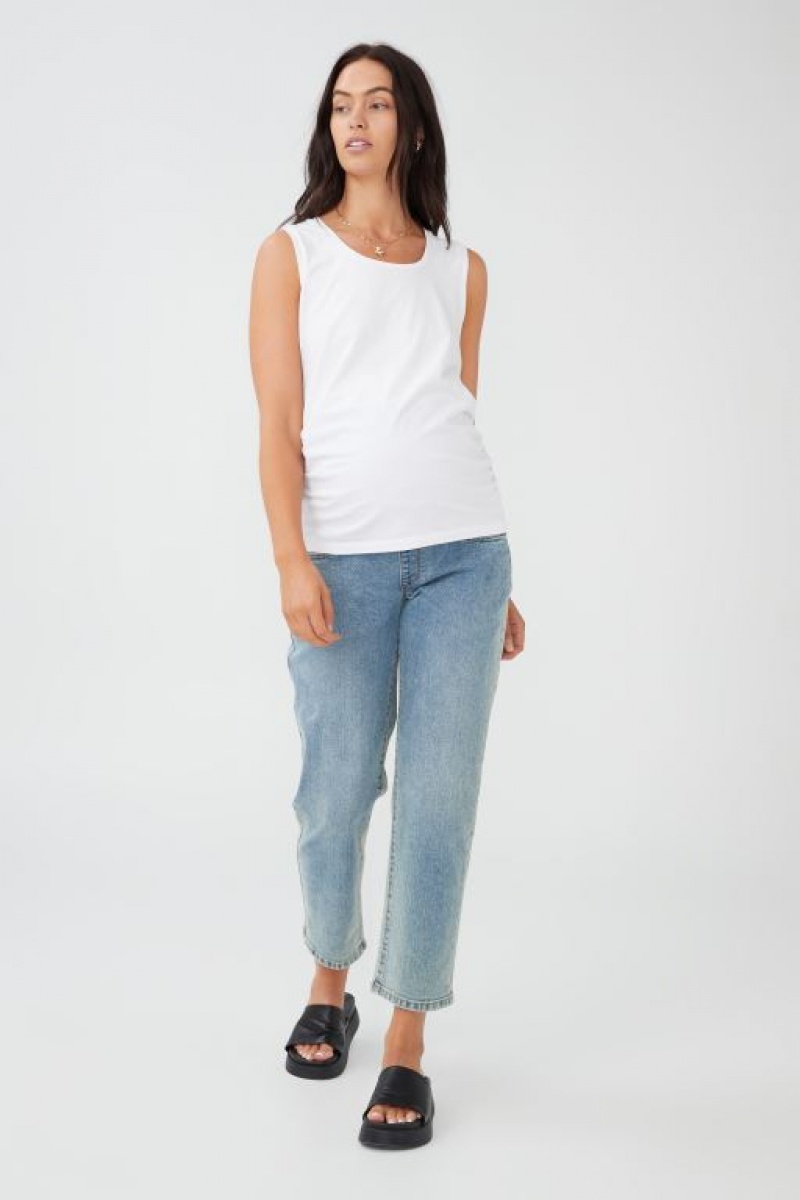 Ropa de Premamá Cotton On Everyday Gathered Side Tank Mujer Blancas | 8A7HqQwUvNo