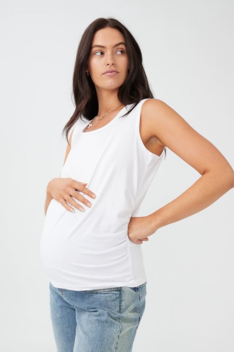 Ropa de Premamá Cotton On Everyday Gathered Side Tank Mujer Blancas | 8A7HqQwUvNo