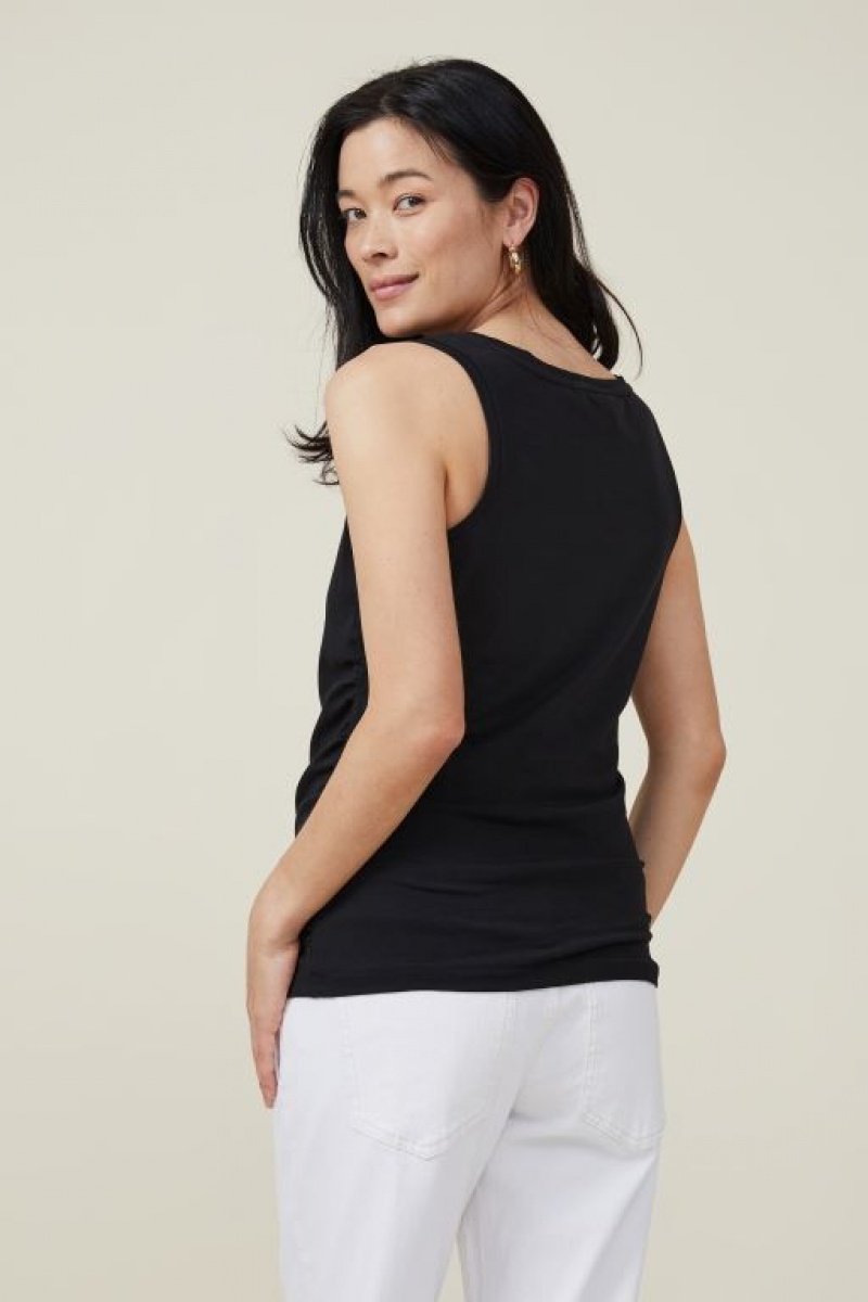 Ropa de Premamá Cotton On Everyday Gathered Side Tank Mujer Negras | 25RK0UKoezA