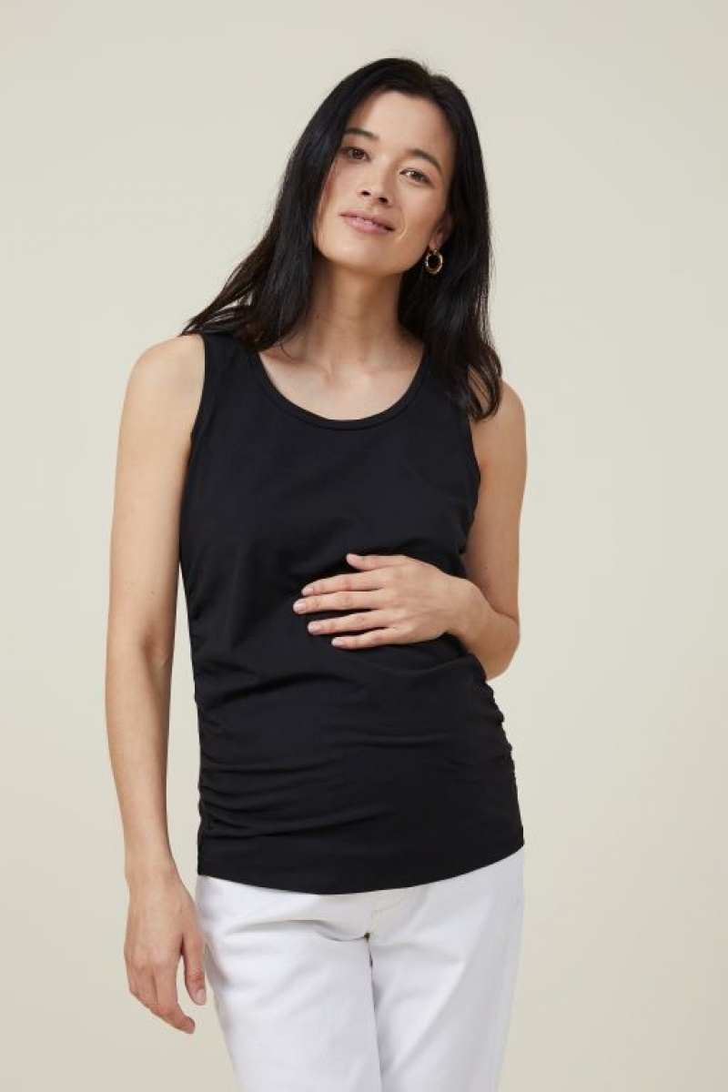 Ropa de Premamá Cotton On Everyday Gathered Side Tank Mujer Negras | 25RK0UKoezA