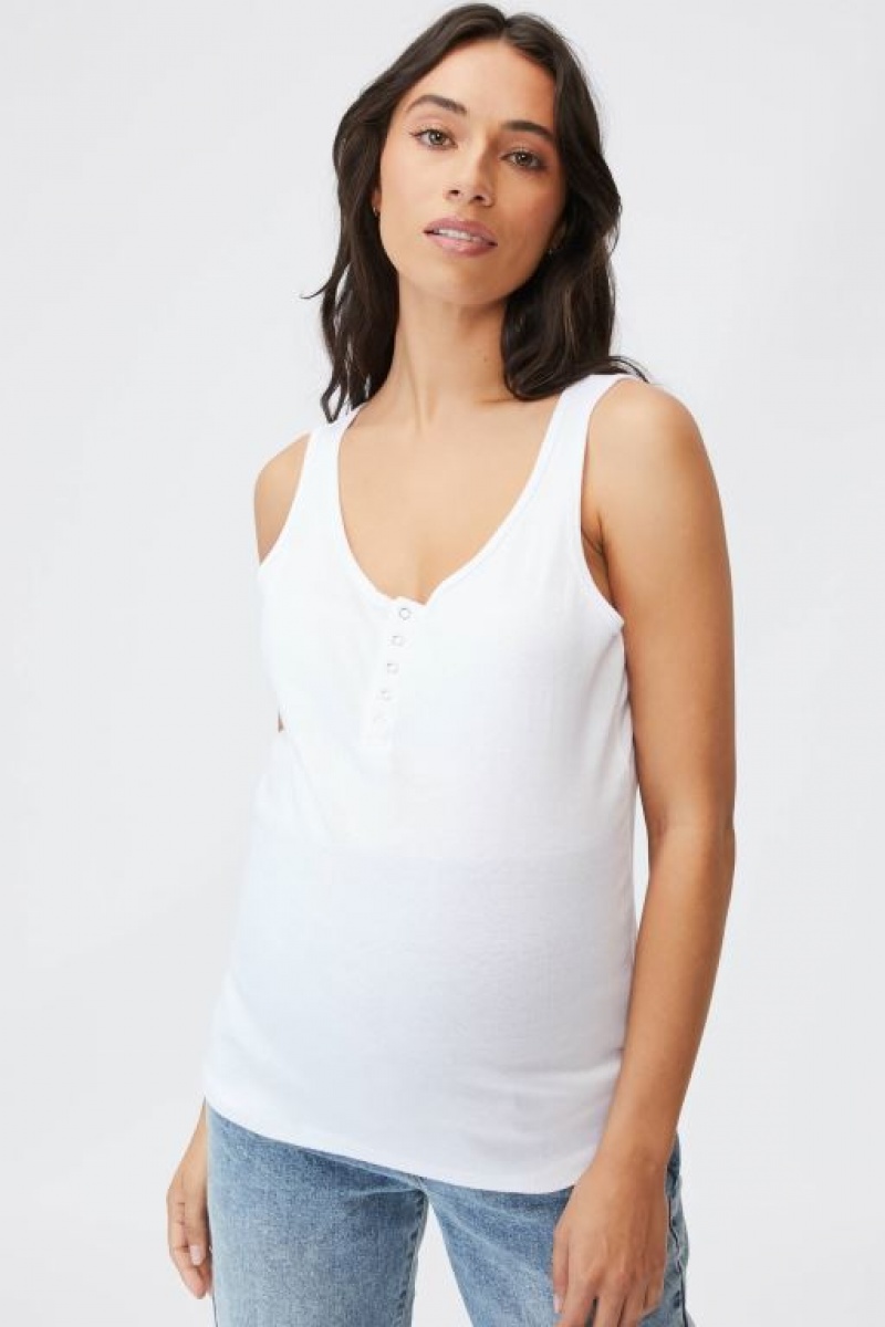 Ropa de Premamá Cotton On Henley Sin Manga Tank Mujer Blancas | IoiLznSHzqd