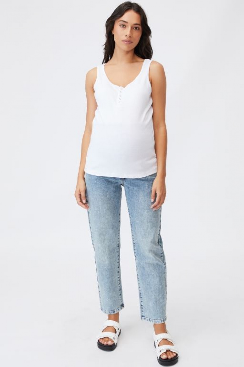 Ropa de Premamá Cotton On Henley Sin Manga Tank Mujer Blancas | IoiLznSHzqd