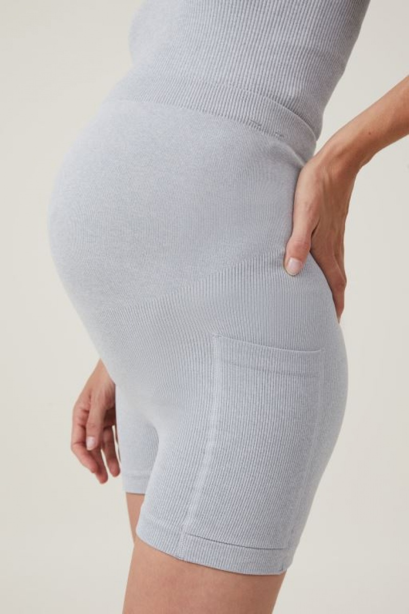 Ropa de Premamá Cotton On Seamless Pocket Shortie Corta Mujer Gris Claro | lviGAR3C6bH