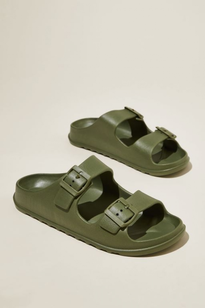 Sandalias Cotton On Bronte Double Hebilla Chanclas Mujer Verde Oliva Oscuro | UMD7IKaC9aD