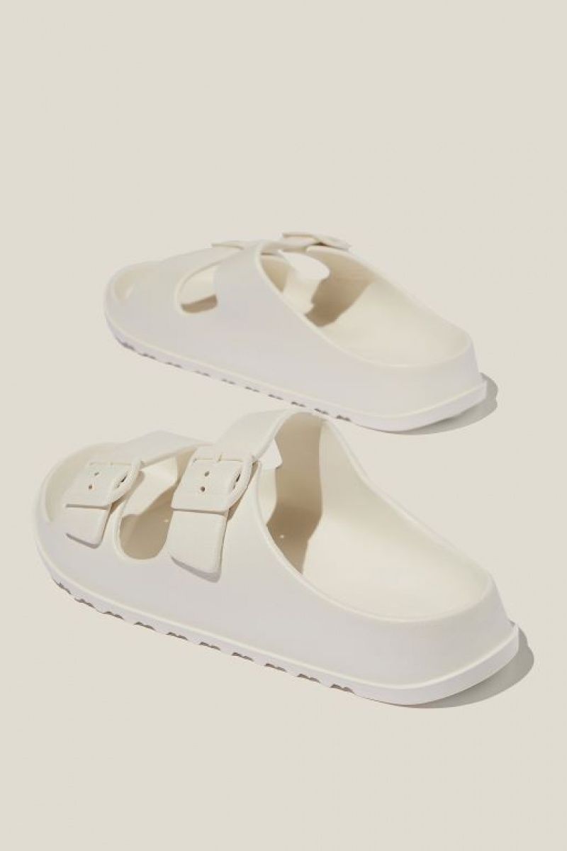 Sandalias Cotton On Bronte Double Hebilla Chanclas Mujer Blancas | WOSpbHjhMHA