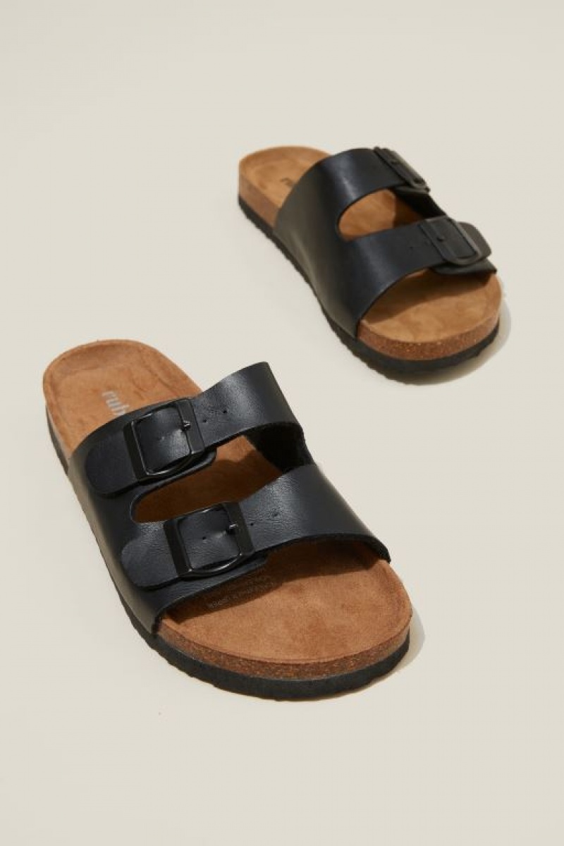 Sandalias Cotton On Rex Double Hebilla Chanclas Mujer Negras | Pl1bMUH6AKv