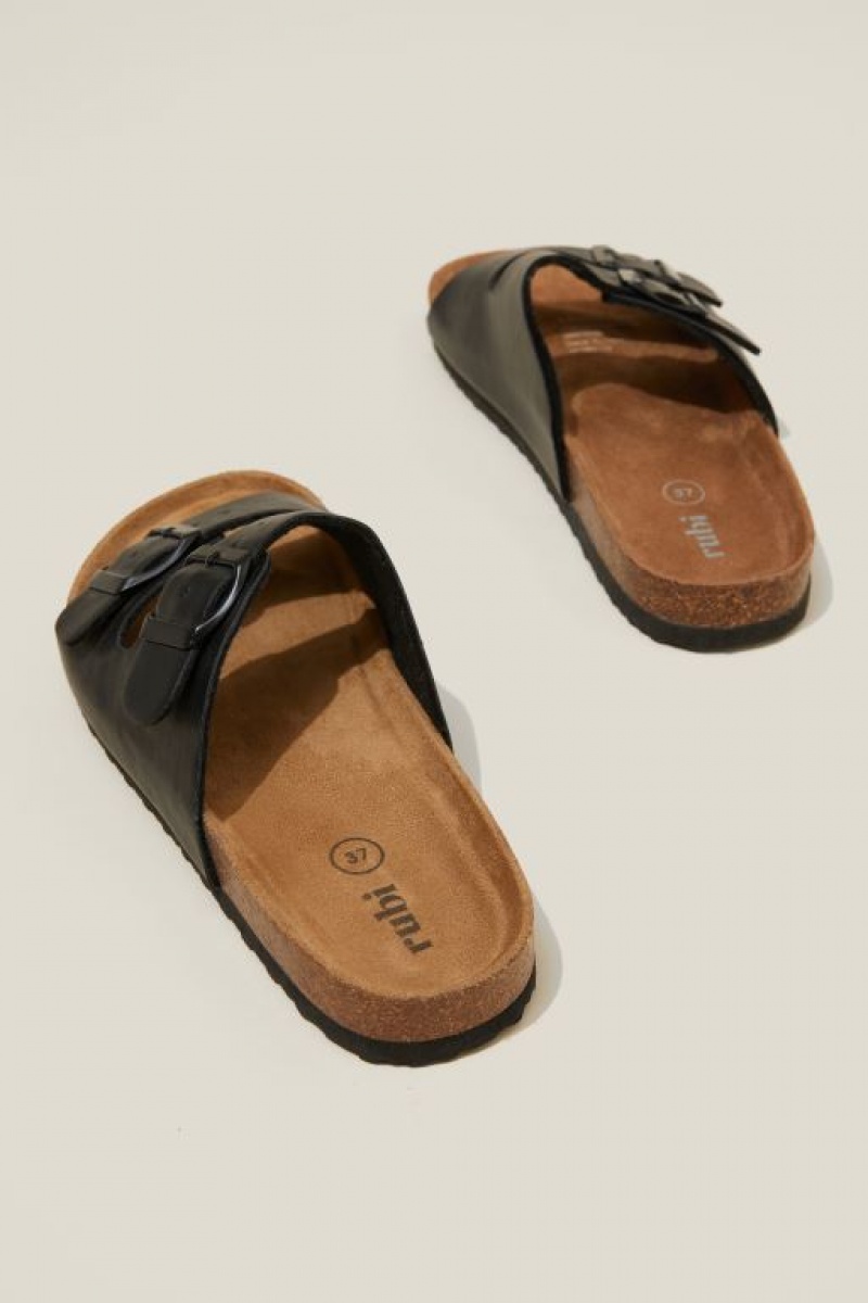 Sandalias Cotton On Rex Double Hebilla Chanclas Mujer Negras | Pl1bMUH6AKv