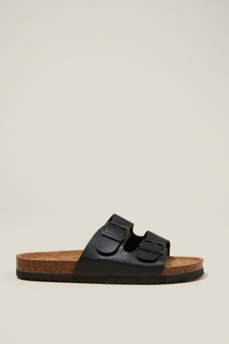 Sandalias Cotton On Rex Double Hebilla Chanclas Mujer Negras | Pl1bMUH6AKv