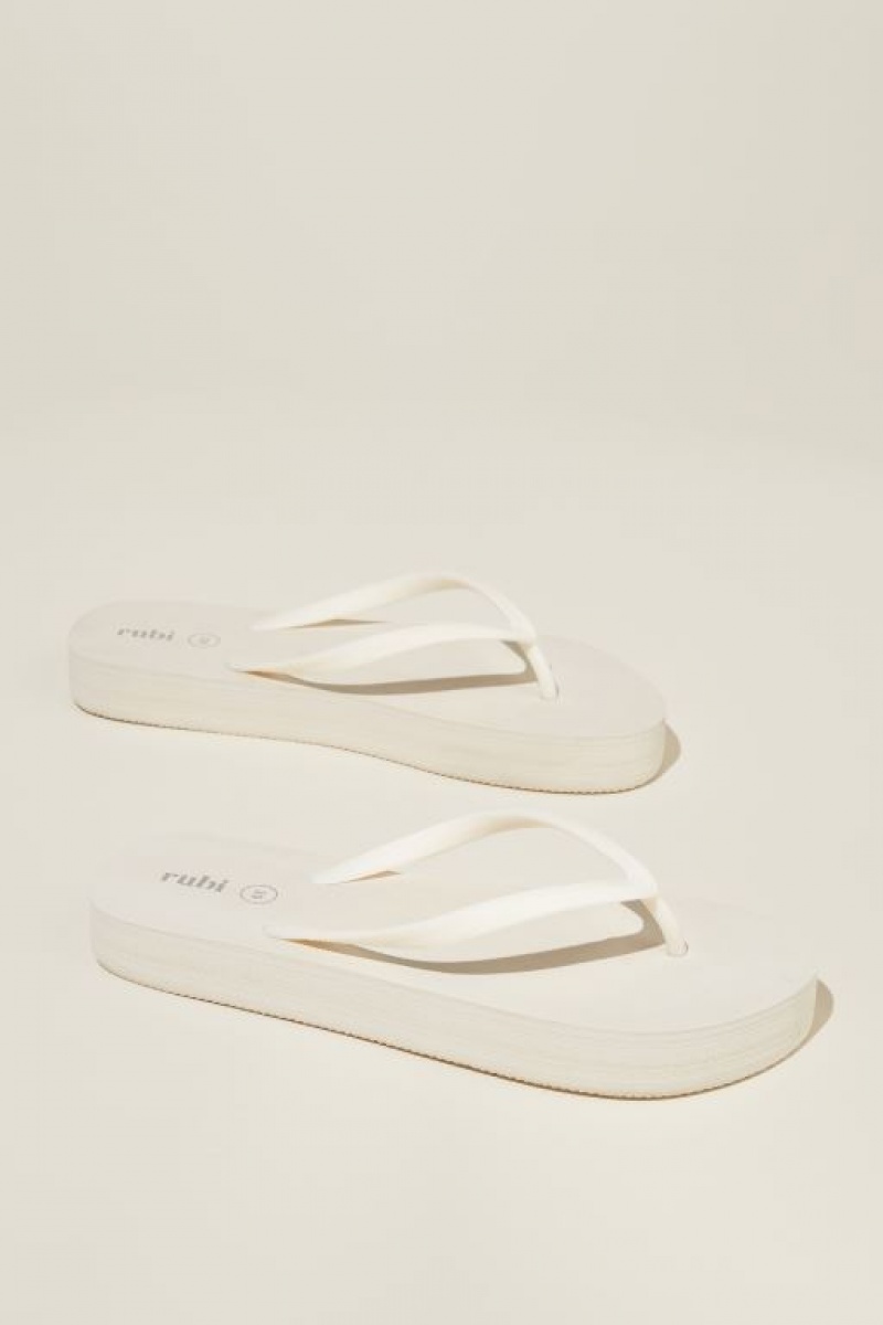 Sandalias Cotton On The Rubi Flatform Flip Mujer Blancas | N6PFZZavMtt