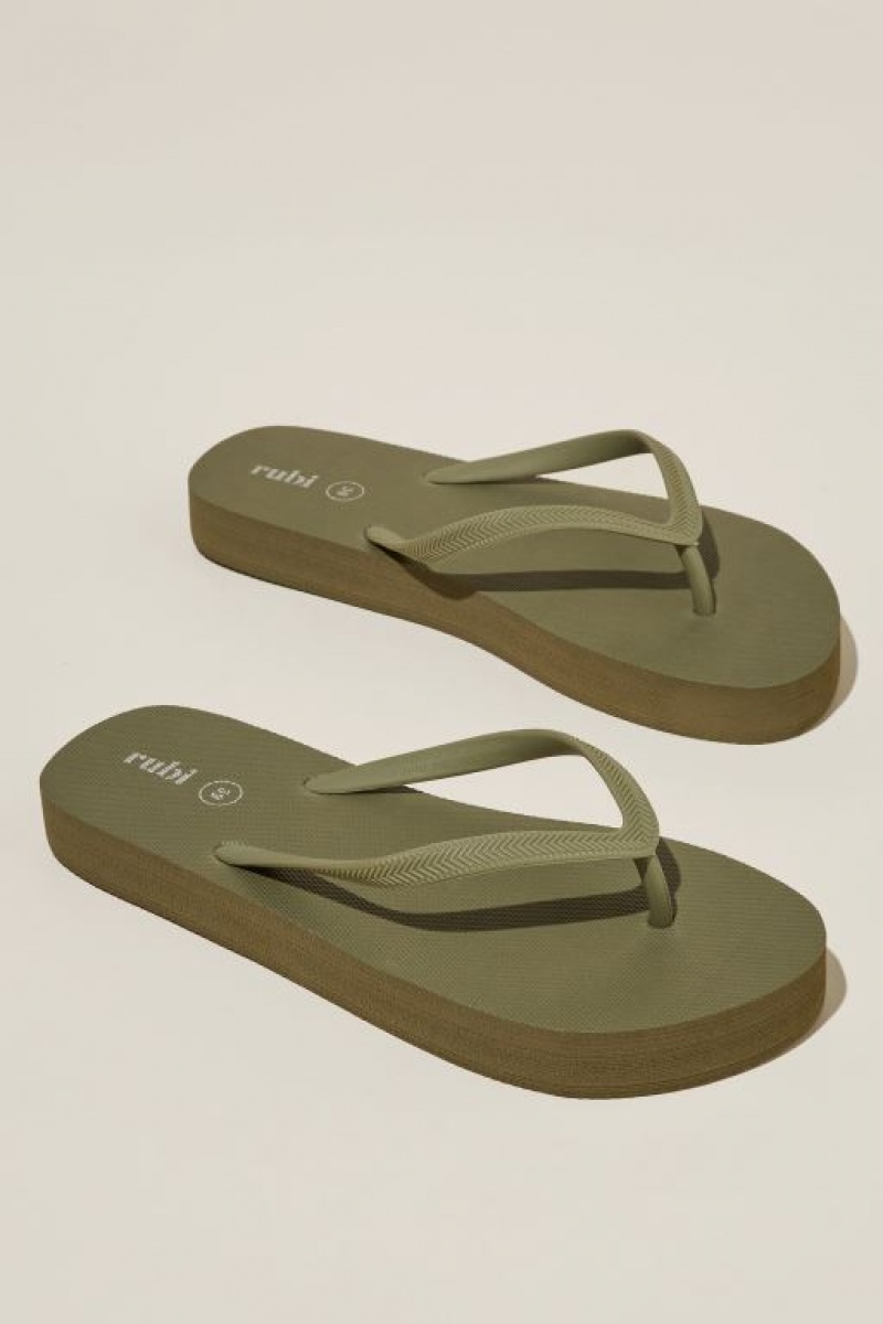 Sandalias Cotton On The Rubi Flatform Flip Mujer Verde Oliva | 20Cs5kSLIeP