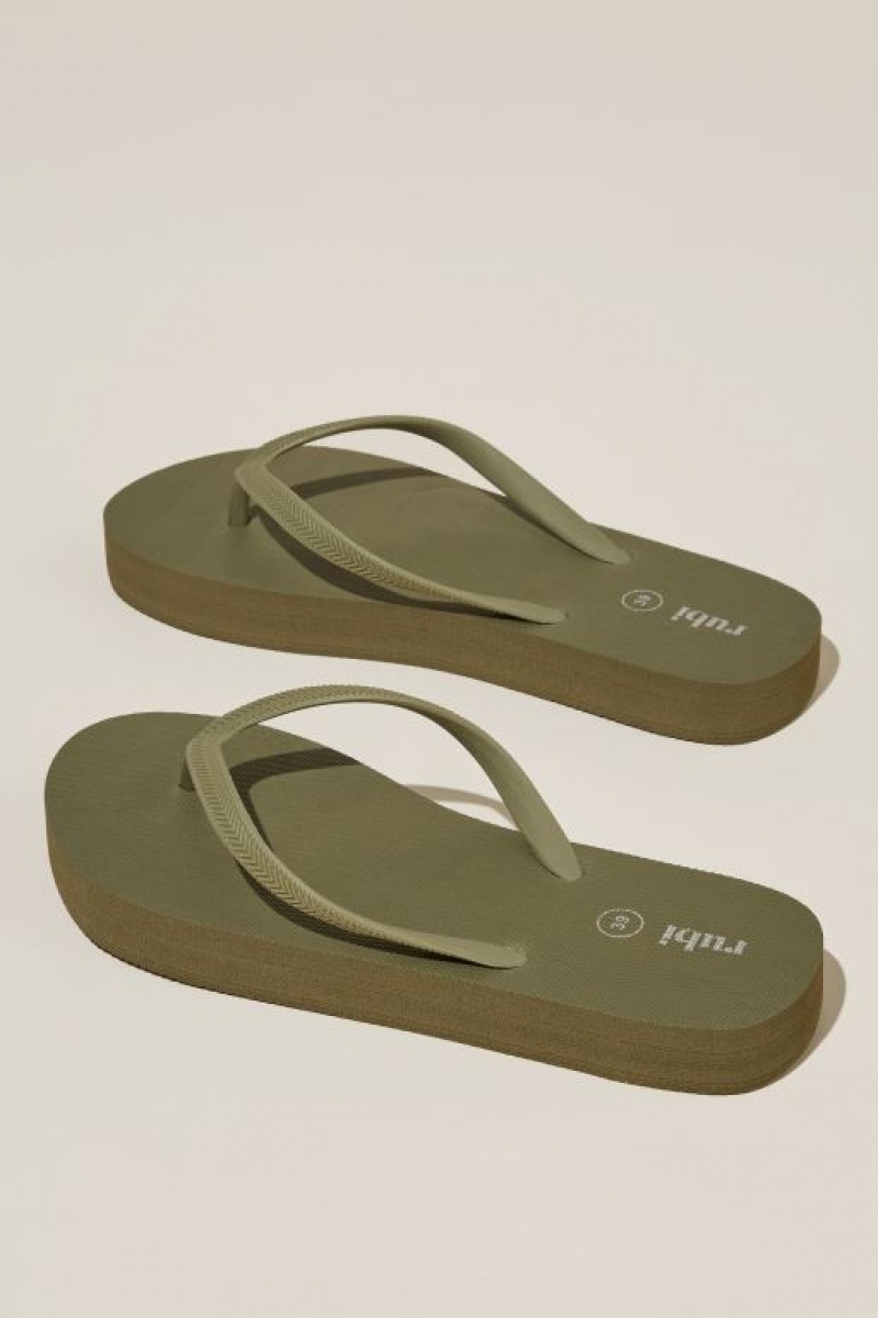 Sandalias Cotton On The Rubi Flatform Flip Mujer Verde Oliva | 20Cs5kSLIeP